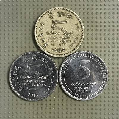 2026年第31场各国散币拍卖（总第181场） - 斯里兰卡5卢比3枚