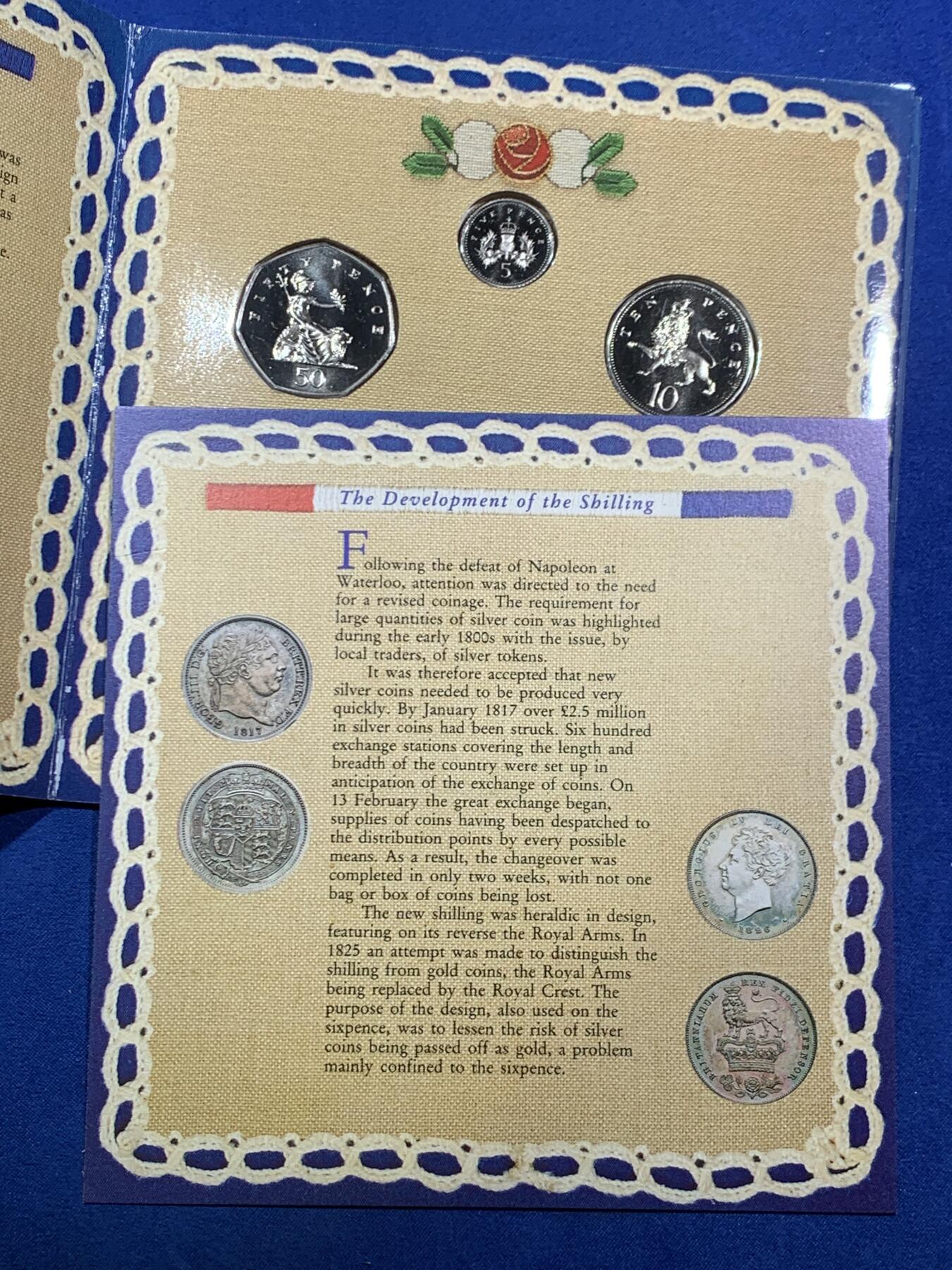 《竞宝斋》第468场 周日，周一 2场连拍 （全场包邮）欢迎送拍 英国1990年套币，带1枚1英镑威尔士韭葱纪念币，8枚币，盒证齐全，品相精美