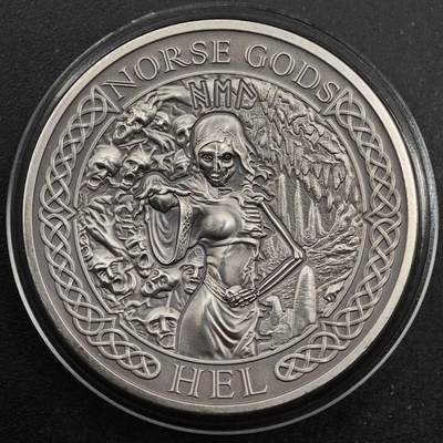 【淘币小摊】实时拍第八百七十九拍   银币套币场    每周一统一发货 - 库克2015年10元仿古银币 北欧神话-赫尔（冥界女神） 2盎司999银 发行量：1千