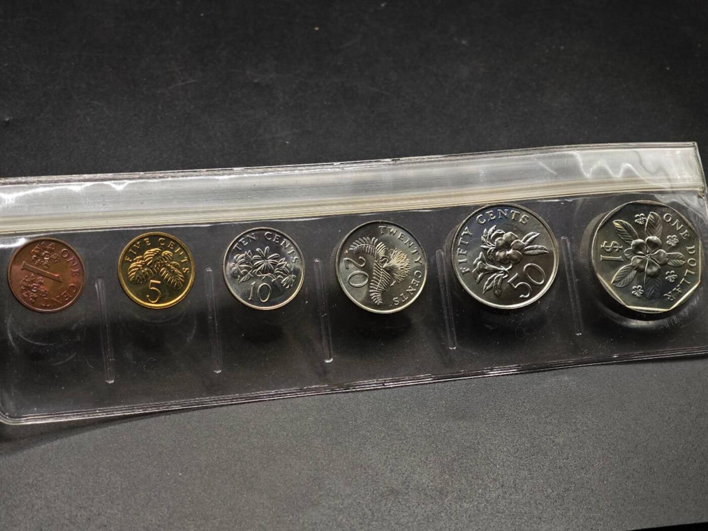 【淘币小摊】实时拍第八百七十九拍   银币套币场    每周一统一发货 新加坡1987年套币含镍版一元