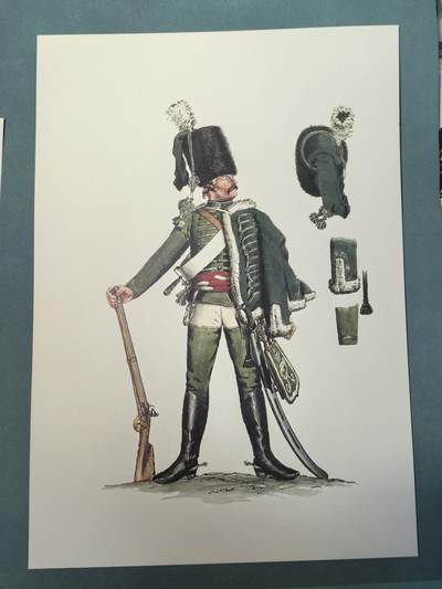盛世勋华——号角文化勋章邮票专场拍卖第308期 - 大尺寸手绘图卡 普鲁士王国第1骠骑兵团骠骑兵 大A4尺寸 翻印自1851年出版《腓特烈大帝的军队》一书