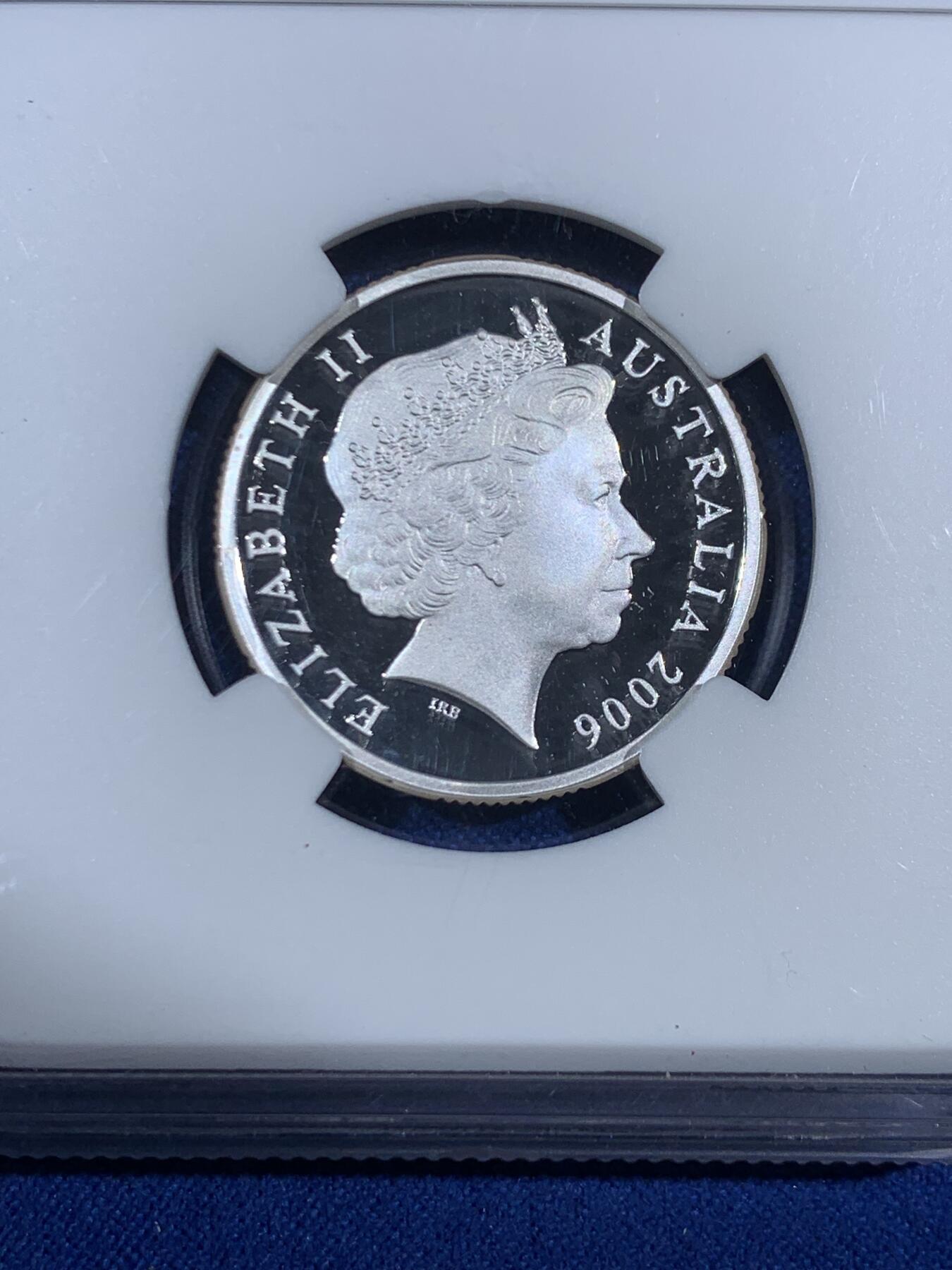 《竞宝斋》第468场 周日，周一 2场连拍 （全场包邮）欢迎送拍 NGC PF70UC 2006年澳大利亚电视50周年纪念1美元精制银币 999银 11.66克 带盒