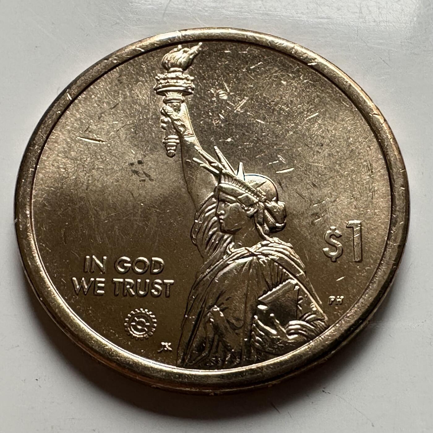 🌹外币初藏🌹🐯2026年第26场  各国纪念币专场 每周二四六晚8️⃣点 接代拍  美国 2023年 创新者系列印第安纳州主题 纪念汽车工业发展与赛车技术革新成就 1元纪念币