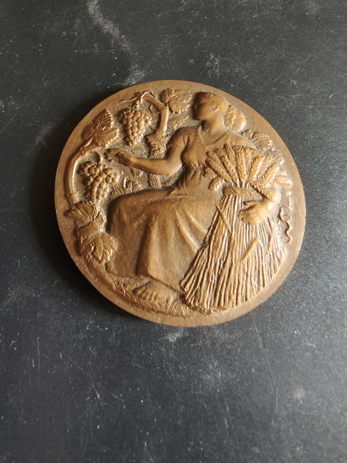 老王徽章第186期 法国农业协会大铜章    原盒    直径50mm    重量63.1g