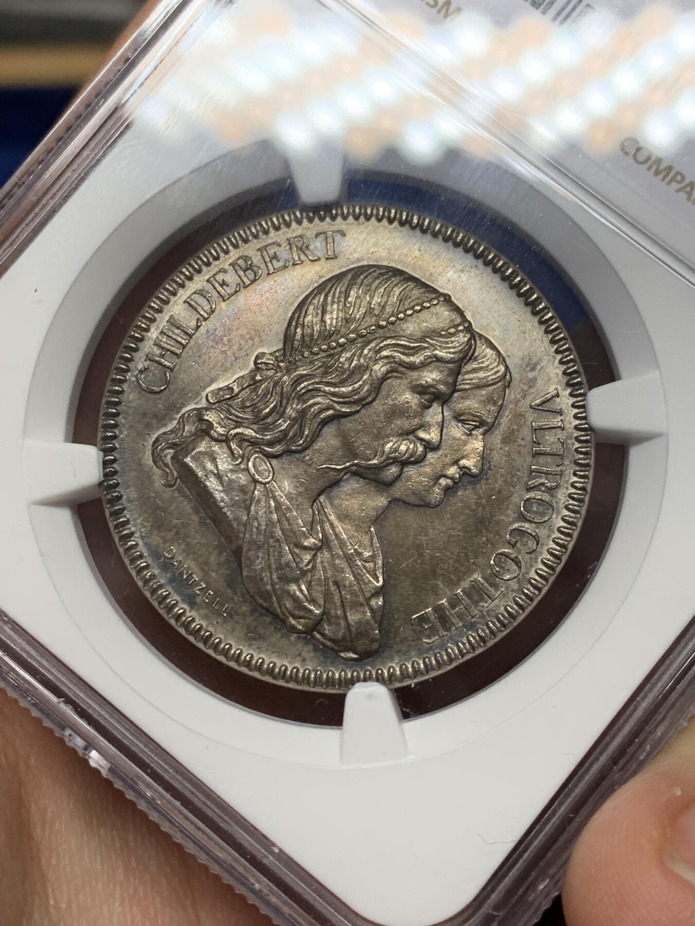 《竞宝斋》第468场 周日，周一 2场连拍 （全场包邮）欢迎送拍 NGC UNCD 法国里昂民用医院银质代币