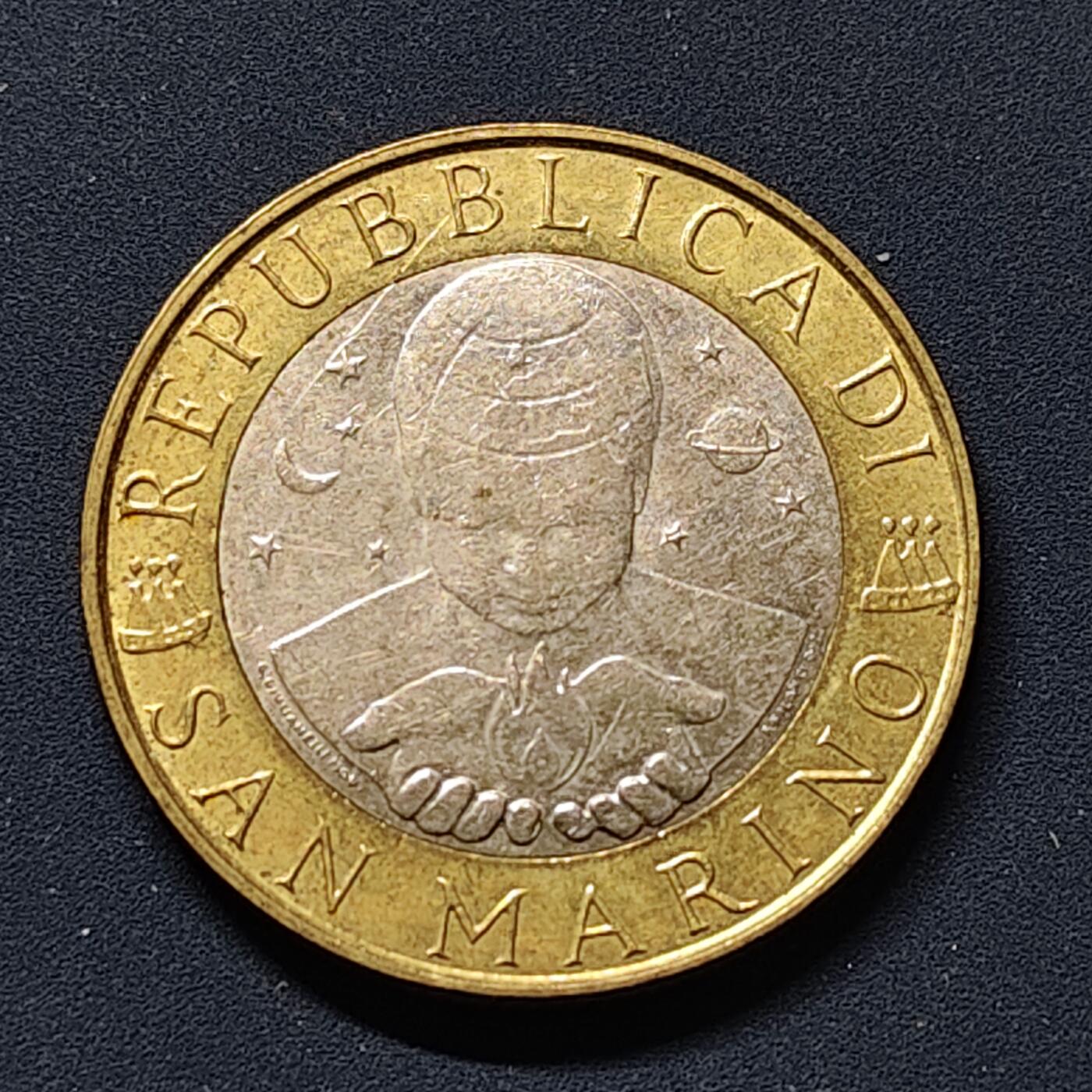 【全场包邮】纯粹捡漏拍510场 圣马力诺1999年1000里拉火种系列双色币-古代寓言