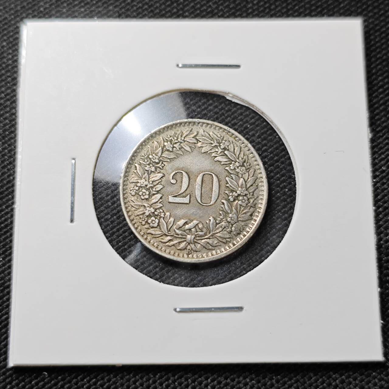 KK钱币收藏小铺   第404期 2月预留时间 周末发货  1944瑞士20分