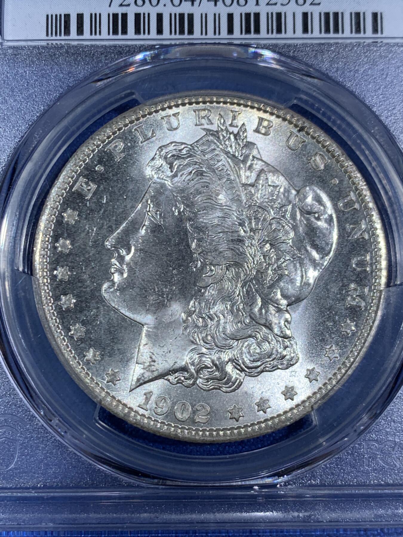 《竞宝斋》第468场 周日，周一 2场连拍 （全场包邮）欢迎送拍 PCGS MS64 美国1902年O版摩根1美元银币