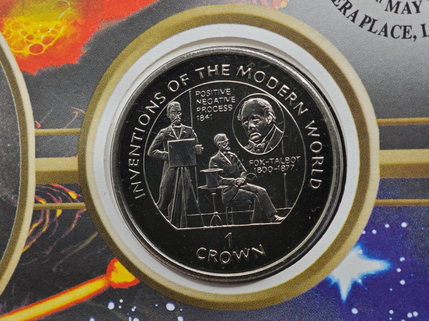  【淘币小摊】限时拍第八百七十八拍   克朗币邮币封场    每周一统一发货 马恩岛1995年现代世界发明-照相机克朗纪念币邮币封