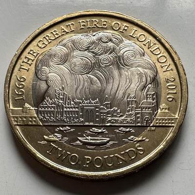 🌹外币初藏🌹🐯2026年第26场  各国纪念币专场 每周二四六晚8️⃣点 接代拍 - 英国 2016年 伦敦大火350周年纪念 2英镑双色纪念币 