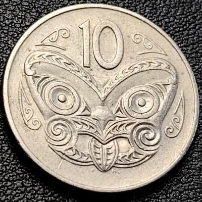 泉币菌-第205场-拍品多 请提前出价 - 新西兰1978年 10分铜镍币 伊丽莎白二世 毛利人面具 23.62mm
