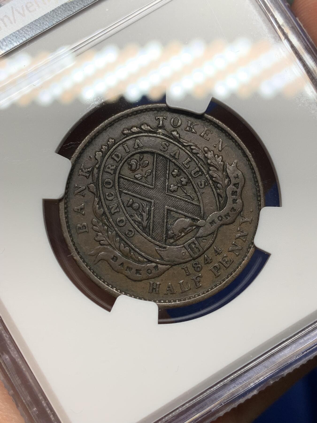 《竞宝斋》第468场 周日，周一 2场连拍 （全场包邮）欢迎送拍 NGC AU50BN 加拿大蒙特利尔半便士铜币，经典品种，AU状态不错