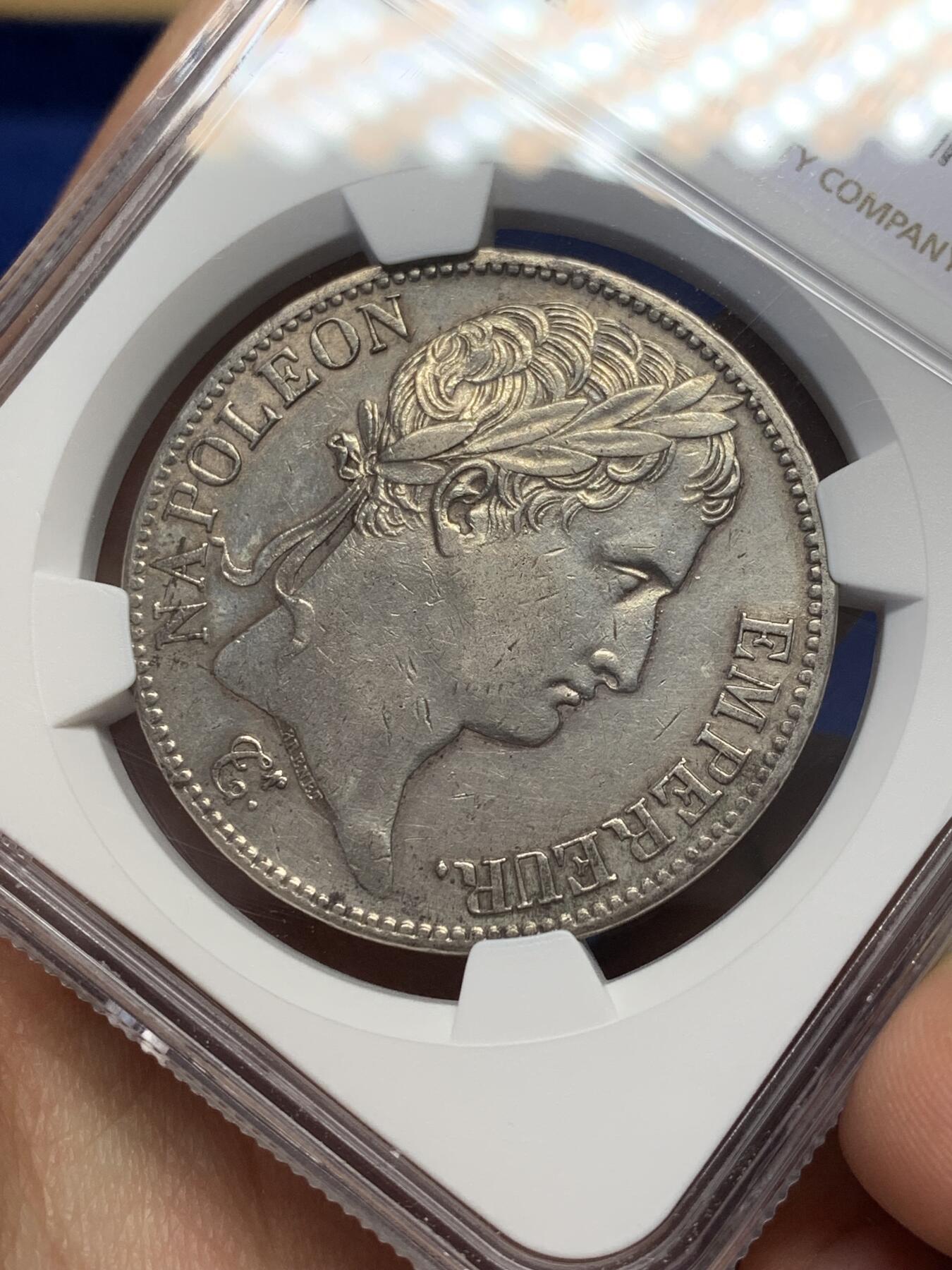 《竞宝斋》第468场 周日，周一 2场连拍 （全场包邮）欢迎送拍 NGC AUD 法国1811A拿破仑5法郎银币