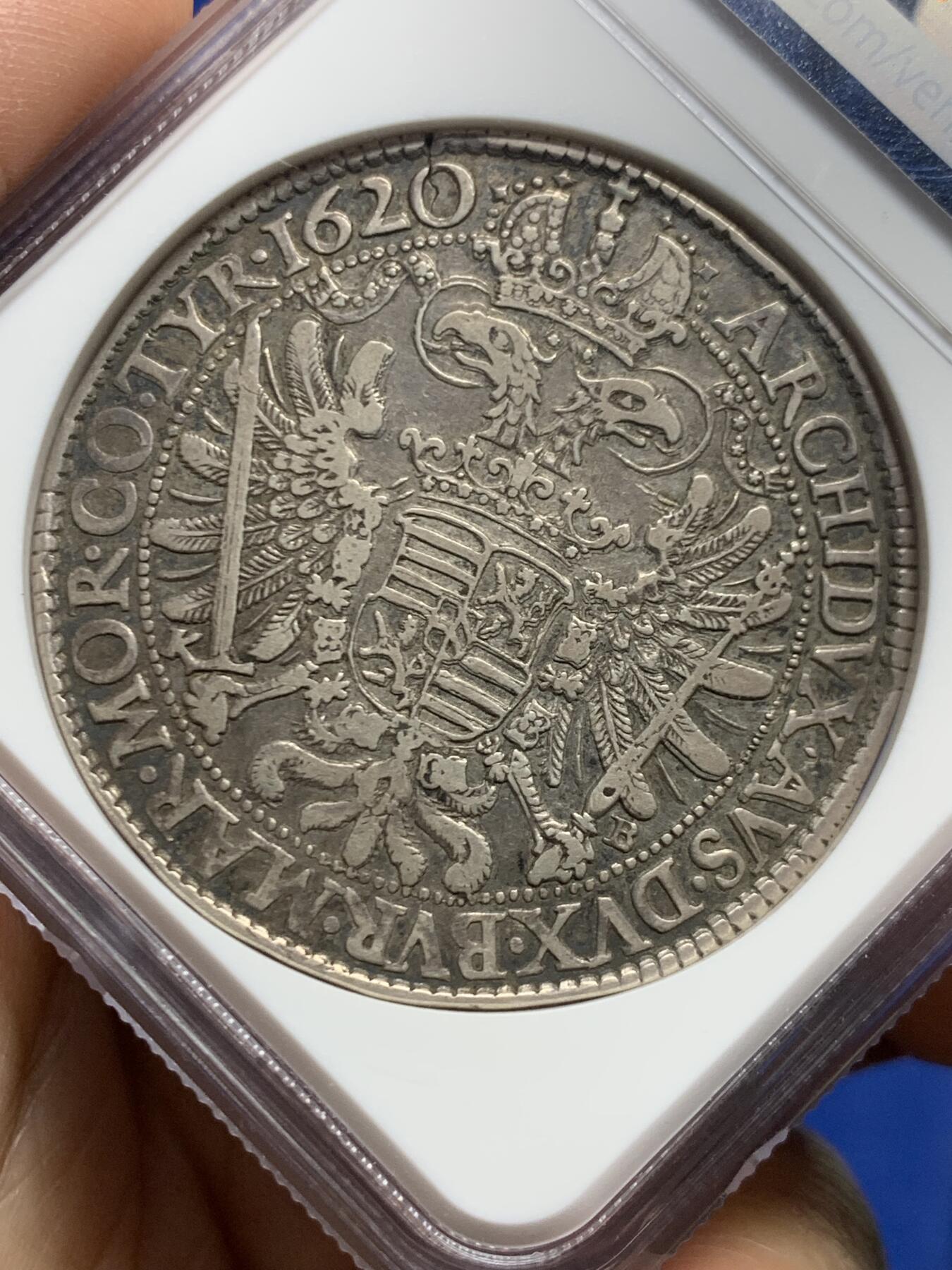 《竞宝斋》第468场 周日，周一 2场连拍 （全场包邮）欢迎送拍 NGC VF35 匈牙利 1620 马蒂亚斯二世 泰勒银币 短暂七年执政时间 这个头像都都少见 25年vf裸币 8500成交