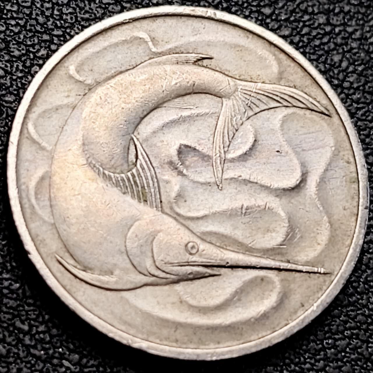泉币菌-第205场-拍品多 请提前出价 1967年 新加坡20分 箭鱼23.7mm 
