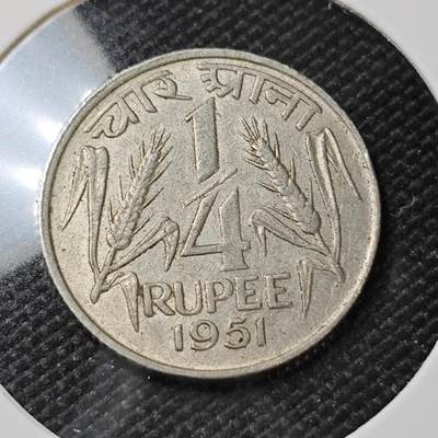 KK钱币收藏小铺   第404期 2月预留时间 周末发货 -  1951印度1/4卢比