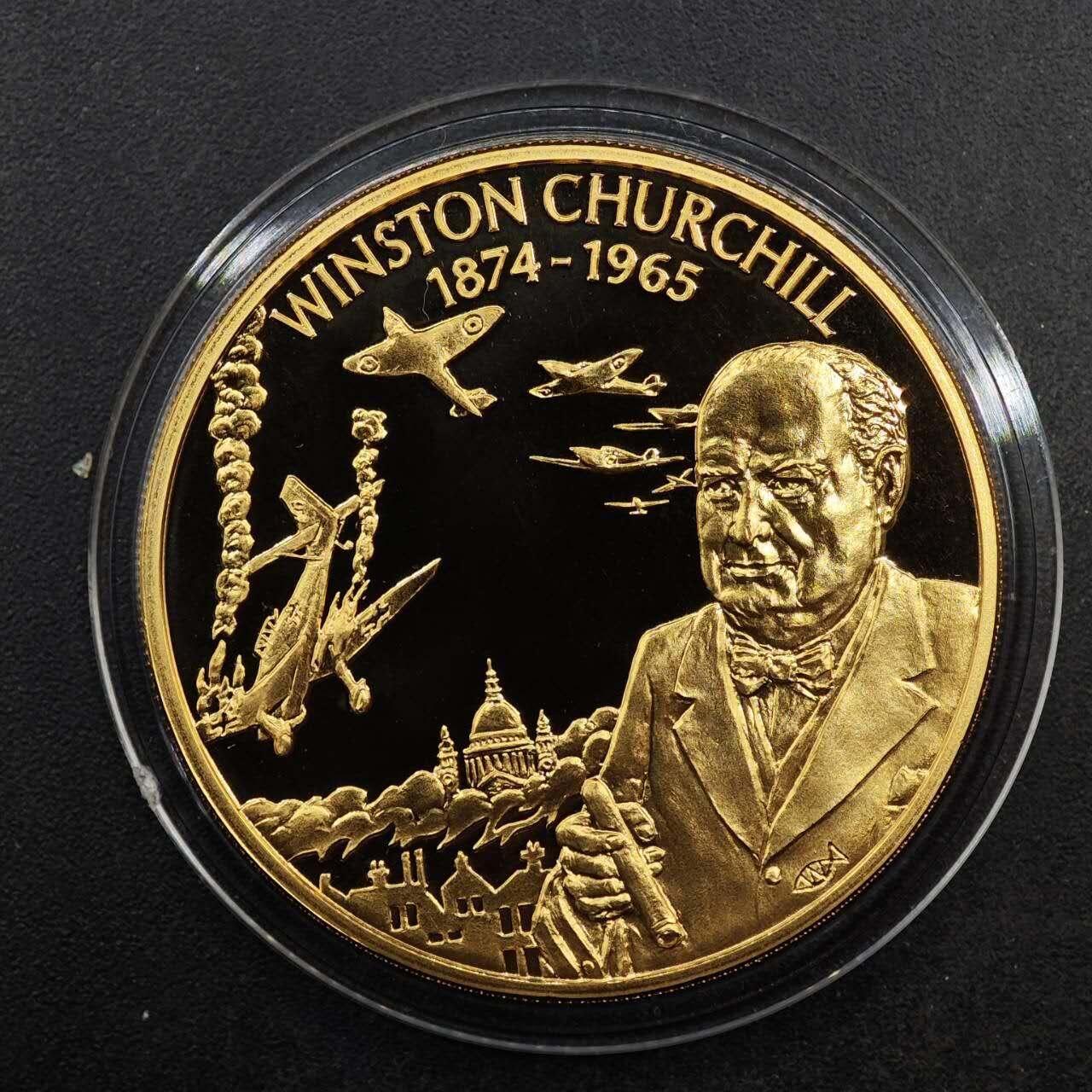  【淘币小摊】限时拍第八百七十八拍   克朗币邮币封场    每周一统一发货 东加勒比2003年丘吉尔2元镀金纪念币