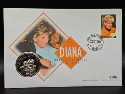  【淘币小摊】限时拍第八百七十九拍   克朗币邮币封场    每周一统一发货 - 赞比亚1998年缅怀戴安娜王妃1000克瓦查纪念币邮币封