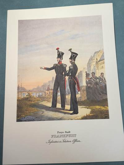 盛世勋华——号角文化勋章邮票专场拍卖第308期 - 大尺寸手绘图卡 法兰克福自由市步兵军官 大A4尺寸 翻印自1848年出版《德意志陆军》一书