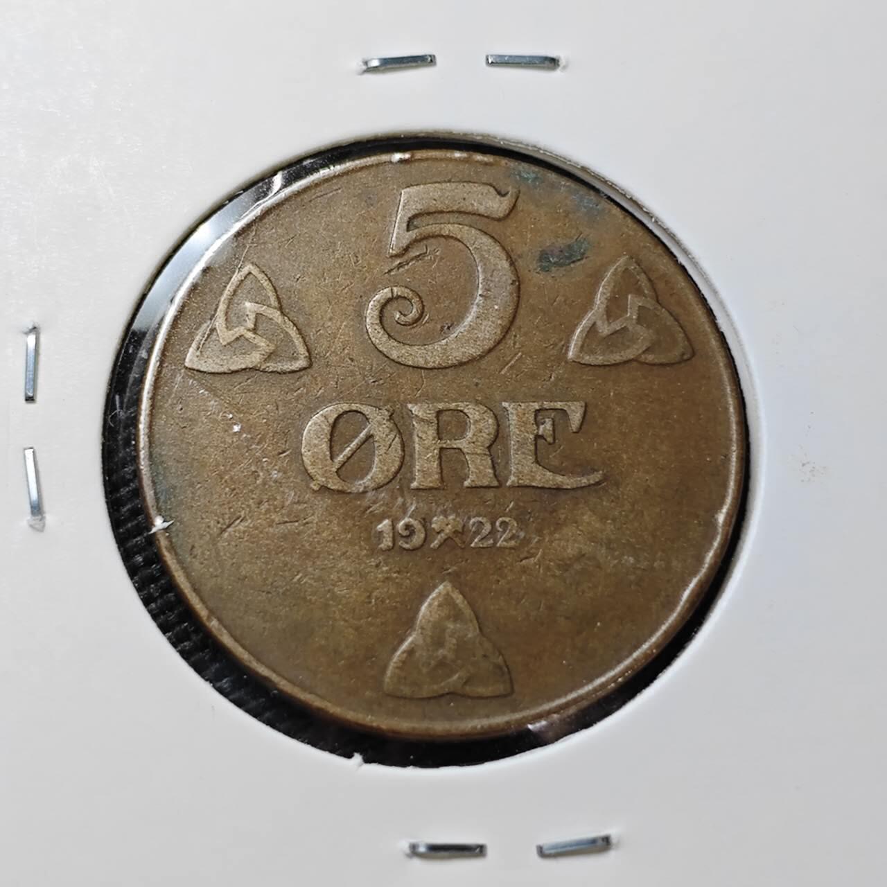 KK钱币收藏小铺   第404期 2月预留时间 周末发货  1922瑞典5欧尔铜币