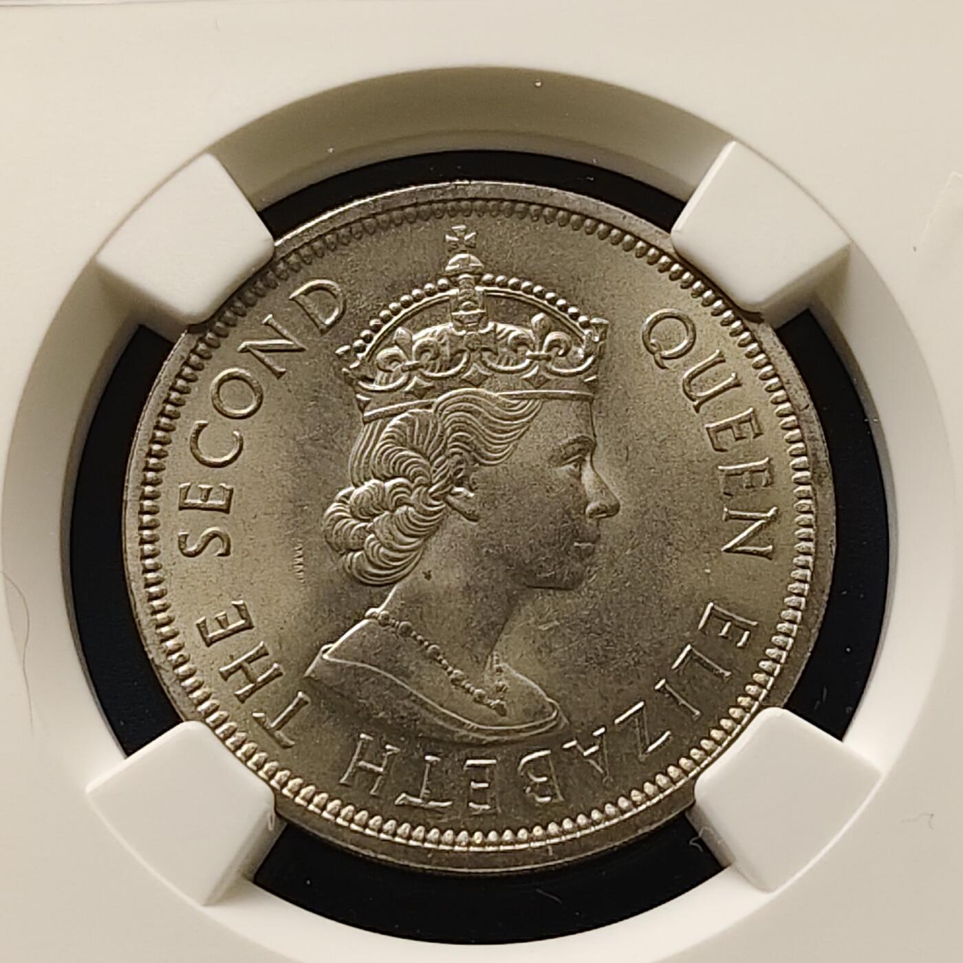 【全场包邮】纯粹捡漏拍511场 【收藏级】香港1960年KN标安全边版女王大1元（仅1960年独年发行）-NGC MS64