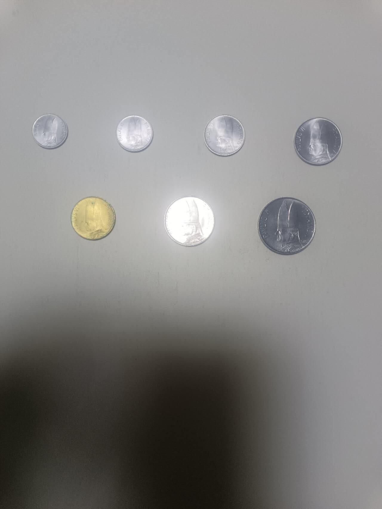 【20260311】非全新纸币和硬币第343场 欧洲梵蒂冈教皇国7枚硬币全套，稀少