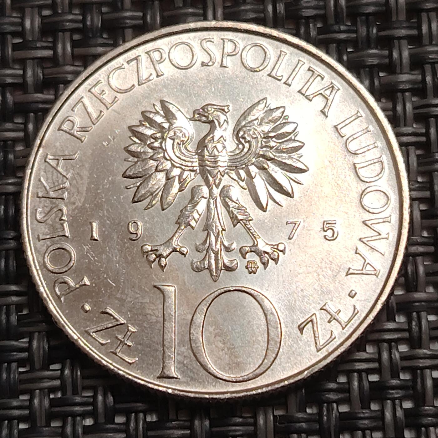 布加迪🐬～世界钱币(上海)🌾第 280 期 /  各国套币和散币 波兰🇵🇱 1975年 10兹罗提 诗人米凯维奇纪念币 25mm