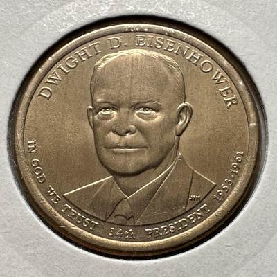 🌹外币初藏🌹🐯2026年第26场  各国纪念币专场 每周二四六晚8️⃣点 接代拍 - 美国 2015年 总统系列 纪念第34任总统德怀特·D·艾森豪威尔的执政成就 1元纪念币