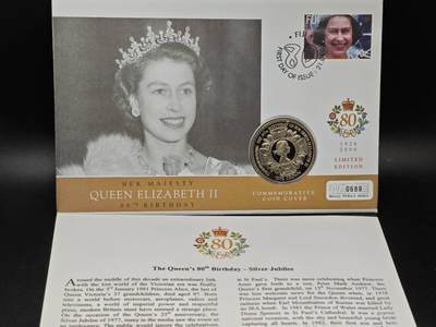  【淘币小摊】限时拍第八百七十八拍   克朗币邮币封场    每周一统一发货 - 英属南丁格尔岛2006年女王80周岁克朗纪念币邮币封