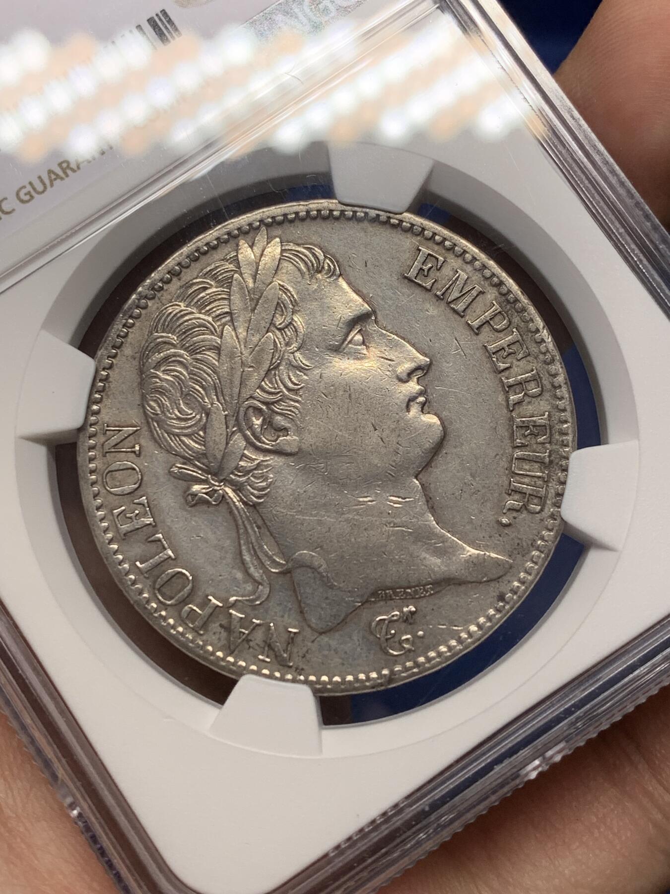 《竞宝斋》第468场 周日，周一 2场连拍 （全场包邮）欢迎送拍 NGC AUD 法国1811A拿破仑5法郎银币