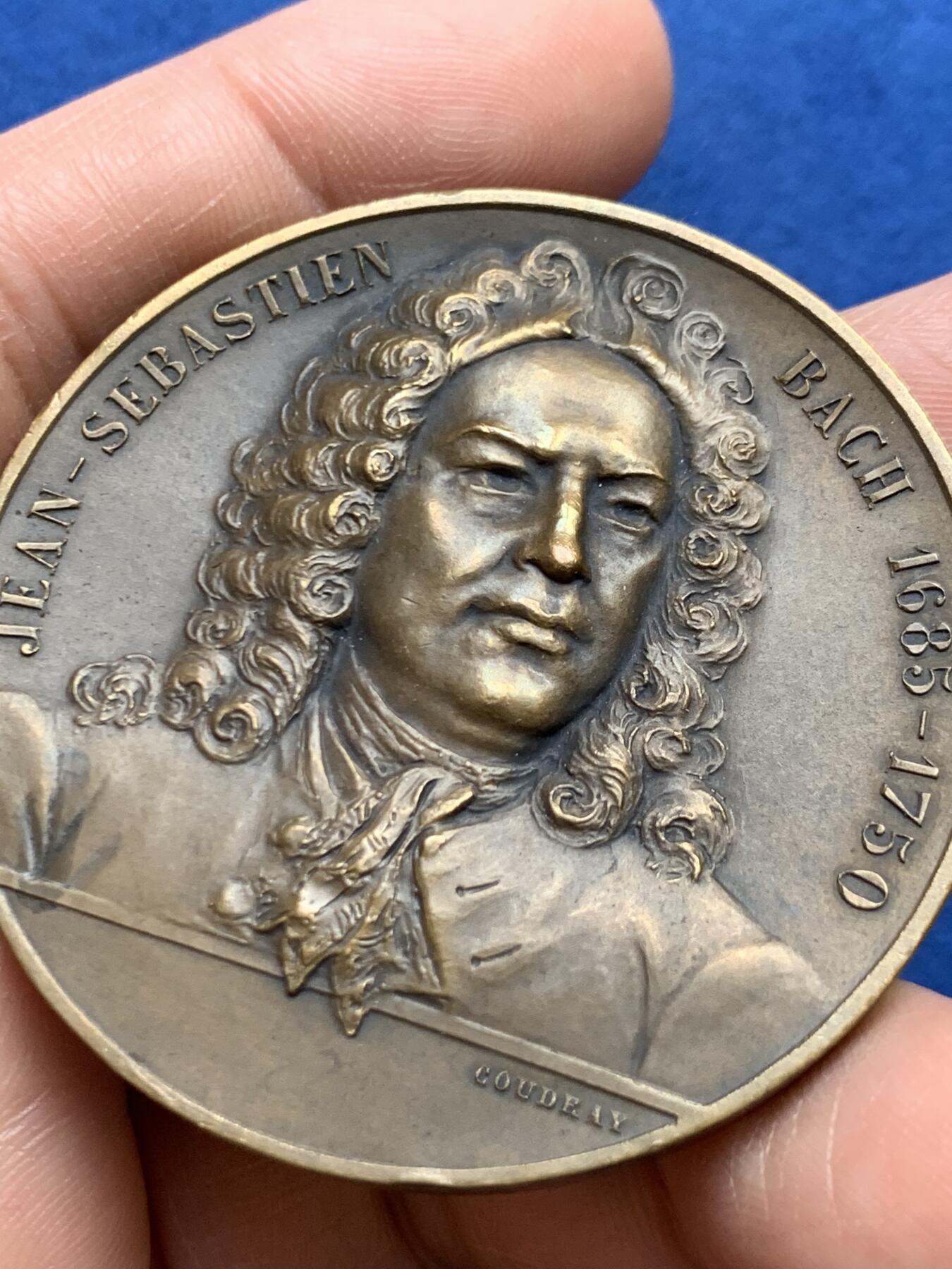 《竞宝斋》第468场 周日，周一 2场连拍 （全场包邮）欢迎送拍 约翰·塞巴斯蒂安·巴赫 纪念铜章 56克 49.6mm 丰饶角铜标 带盒