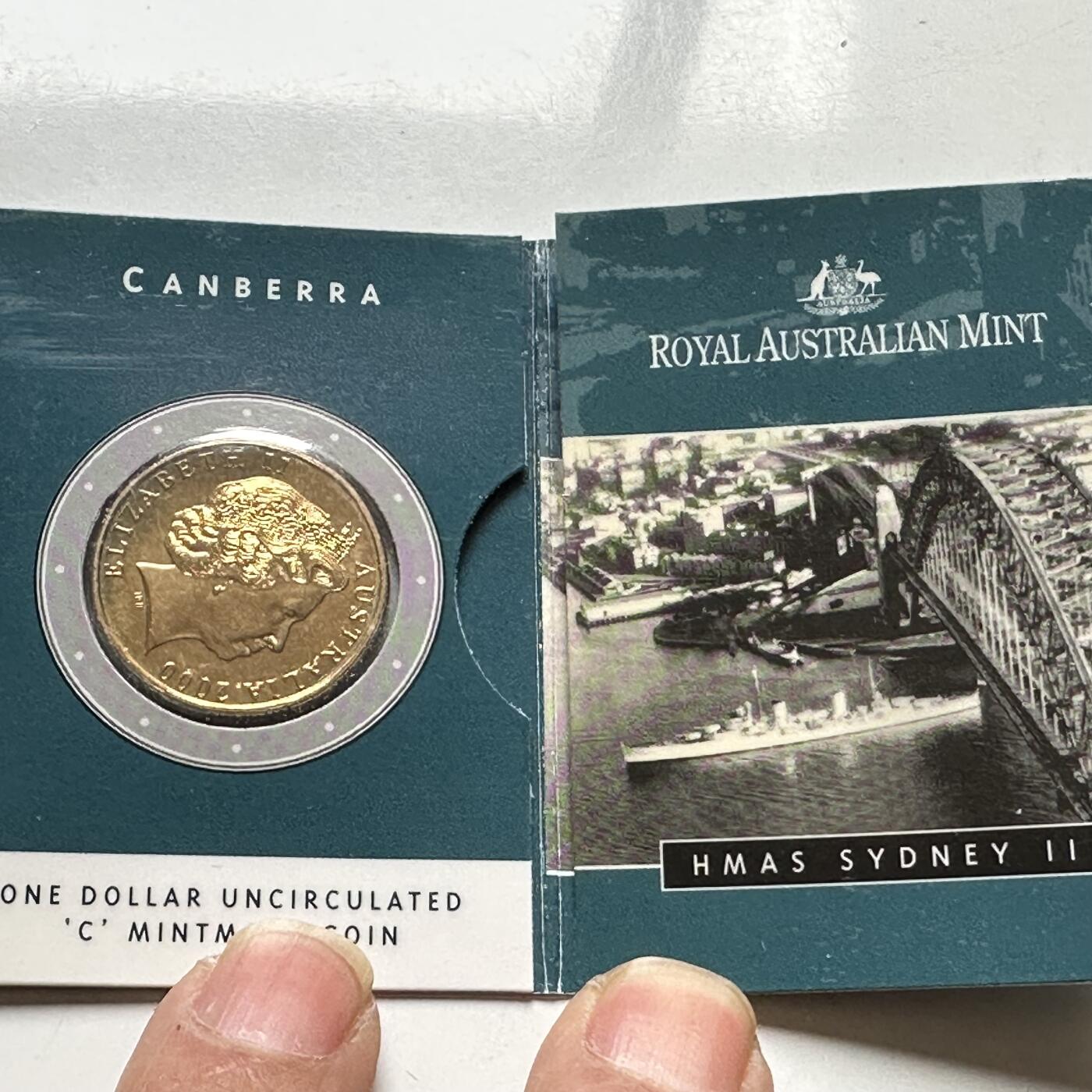 🌹外币初藏🌹🐯2026年第26场  各国纪念币专场 每周二四六晚8️⃣点 接代拍  澳大利亚 2000年 HMAS悉尼二号轻巡洋舰 1元纪念币 C厂版 原装卡 堪培拉厂 发行量小