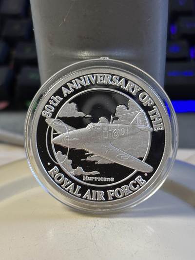 第193期拍卖 - 特克斯和凯科斯1998年皇家空军之战斗机28.28克纪念银币2，999银，38.61毫米