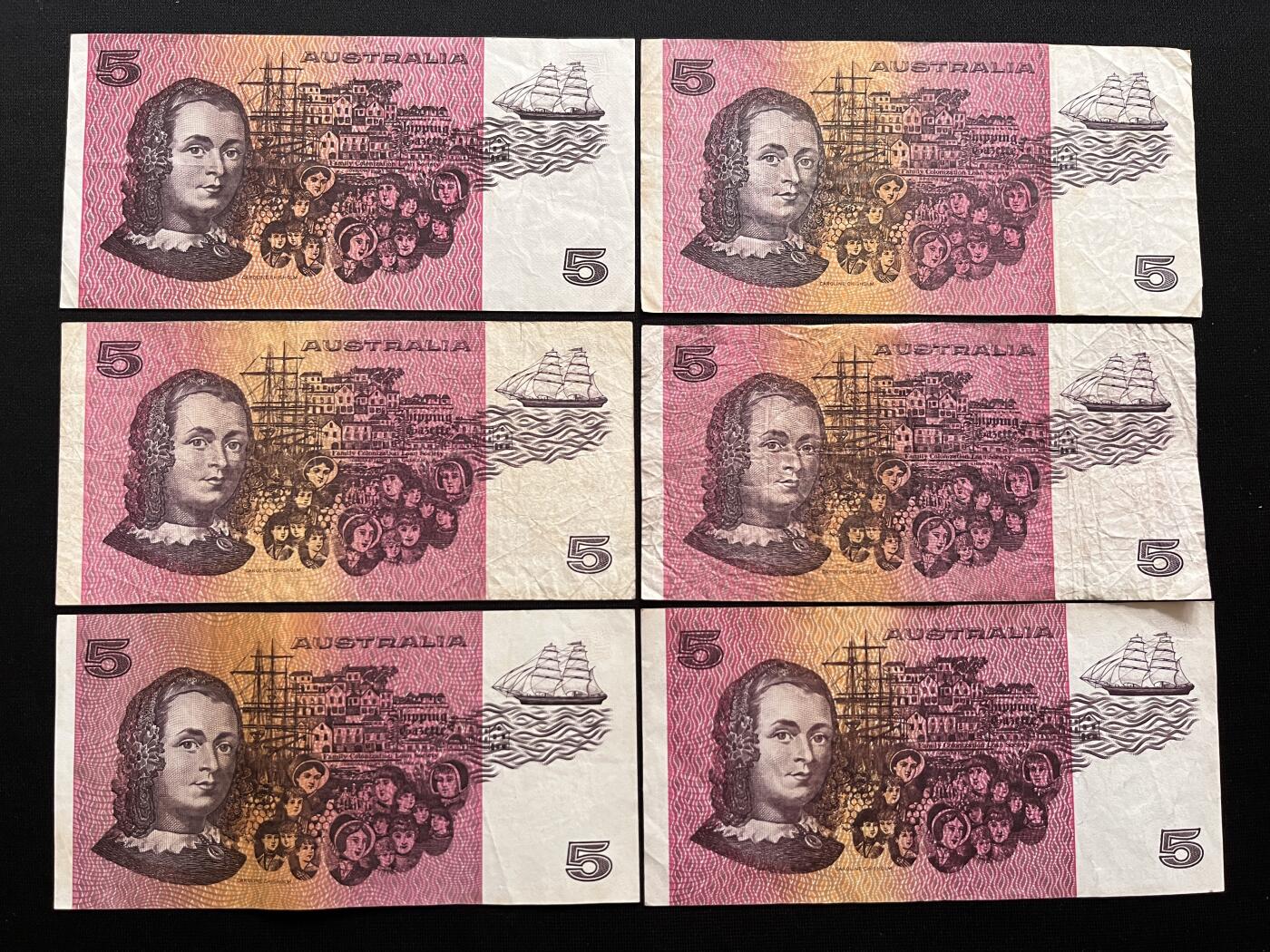 咖啡豆•收藏 2026年Mar_14th世界各国纸币拍卖 6枚 澳大利亚 5元 品如图 外国纸币