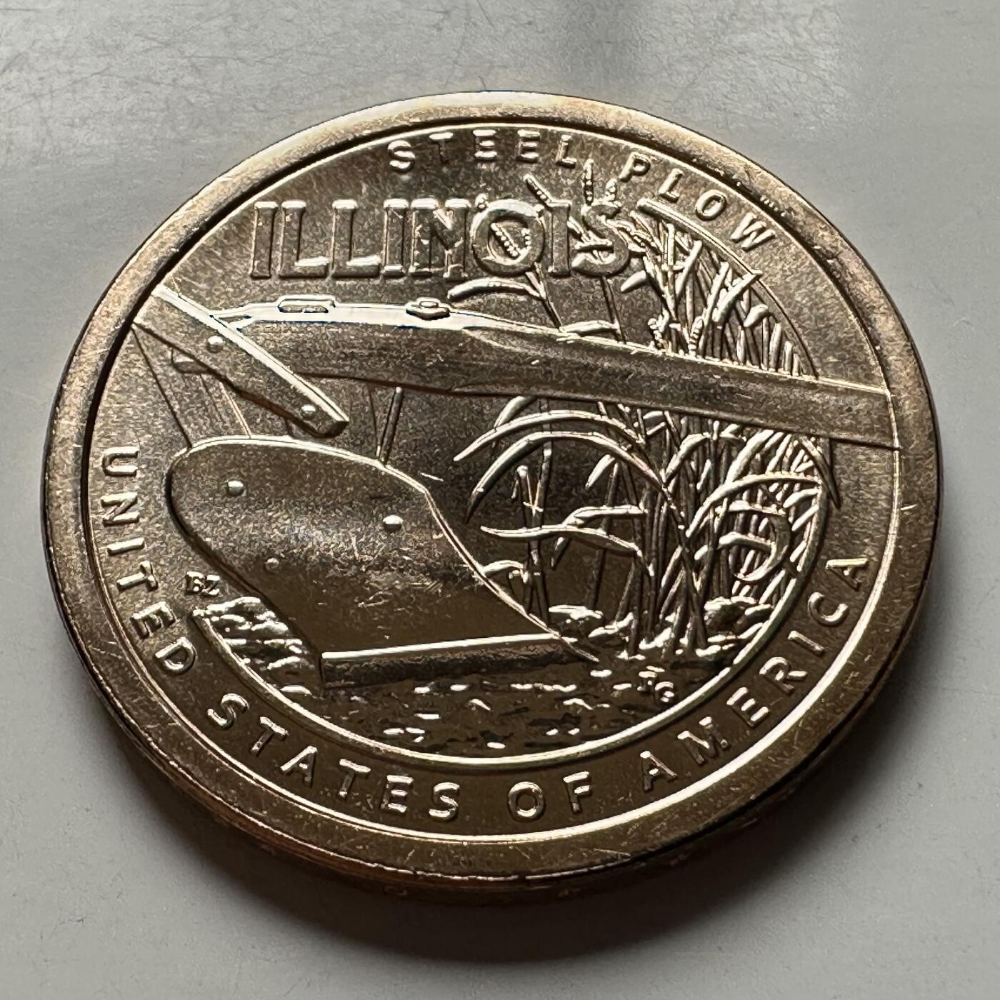 🌹外币初藏🌹🐯2026年第26场  各国纪念币专场 每周二四六晚8️⃣点 接代拍 美国 2024年 创新者系列伊利诺伊州主题 纪念钢犁的农业技术革新成就 1元纪念币