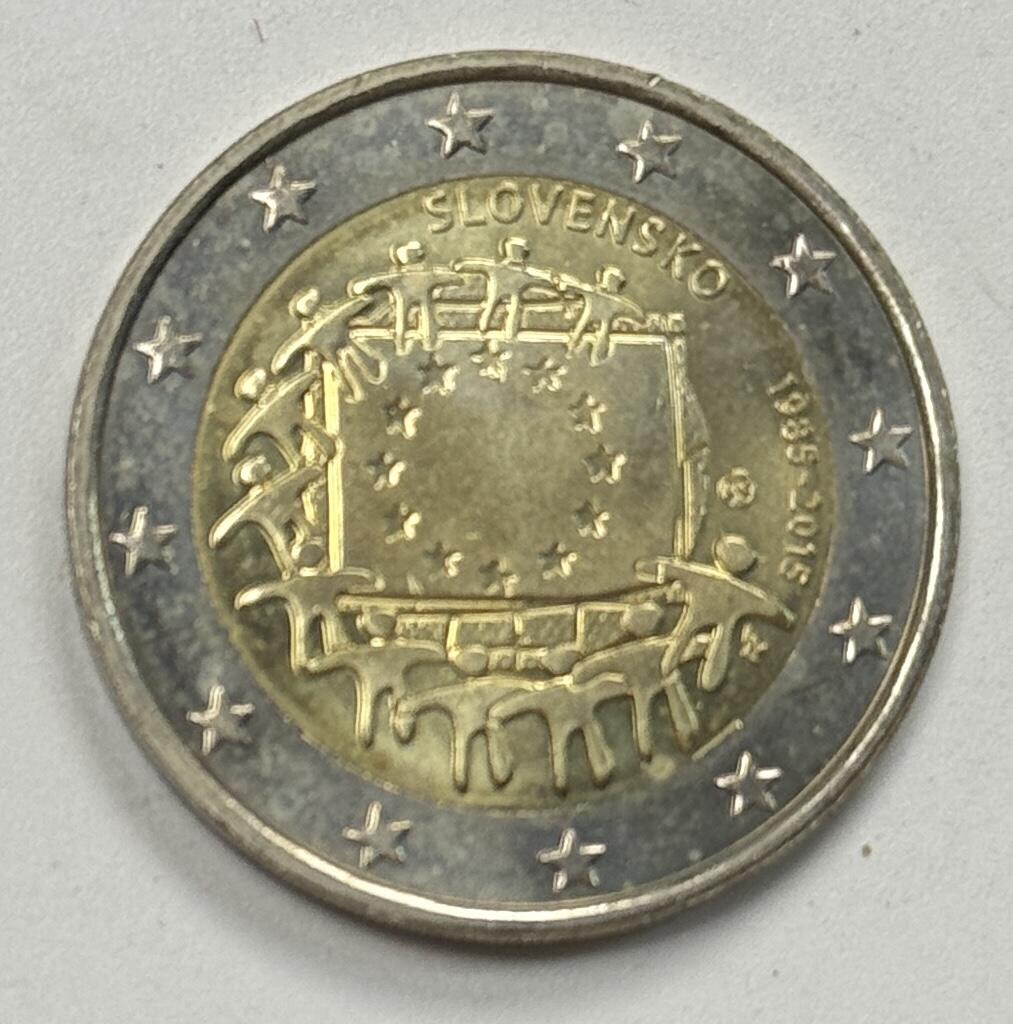 S&S Numismatic世界钱币-拍卖 第122期  斯洛伐克2015年 欧盟旗帜30周年 2欧元双色纪念币