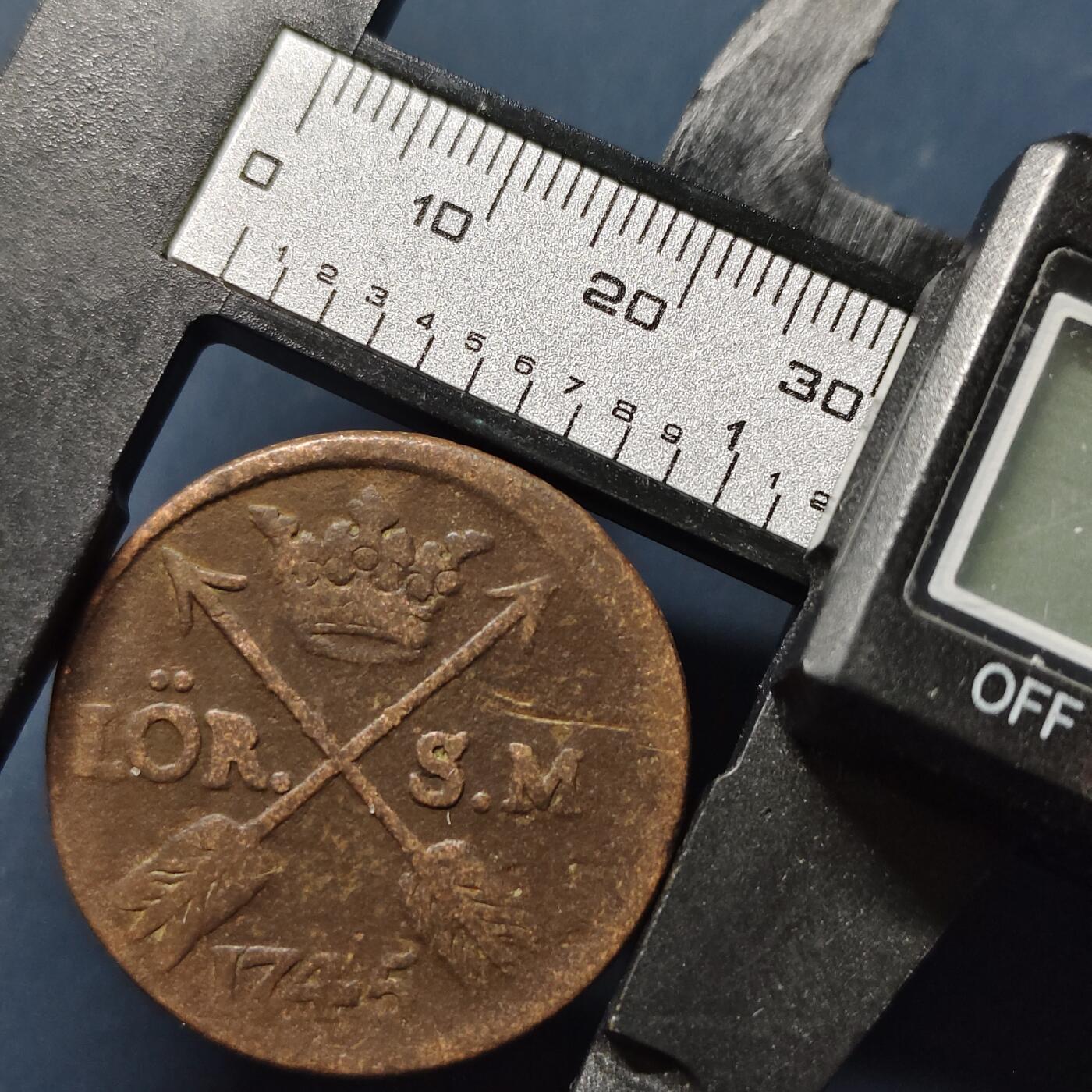 【全场包邮】纯粹捡漏拍510场 瑞典1745年弗雷德里克一世1欧尔铜币