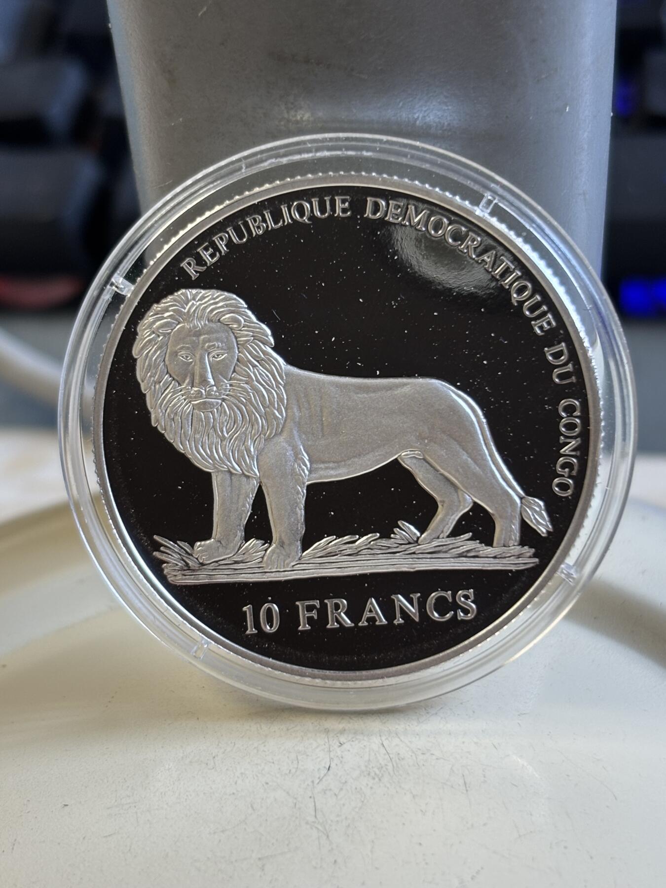 第193期拍卖 刚果2004年人物路易十四纪念银币带证书，999银，19.98克