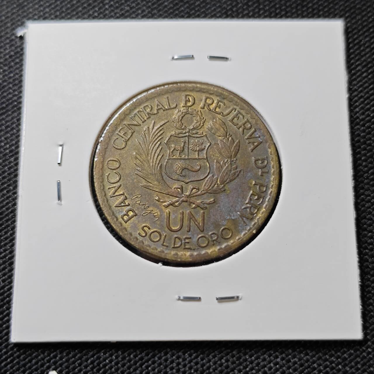 KK钱币收藏小铺   第404期 2月预留时间 周末发货  1965秘鲁1索尔铜币 利马造币厂纪念币