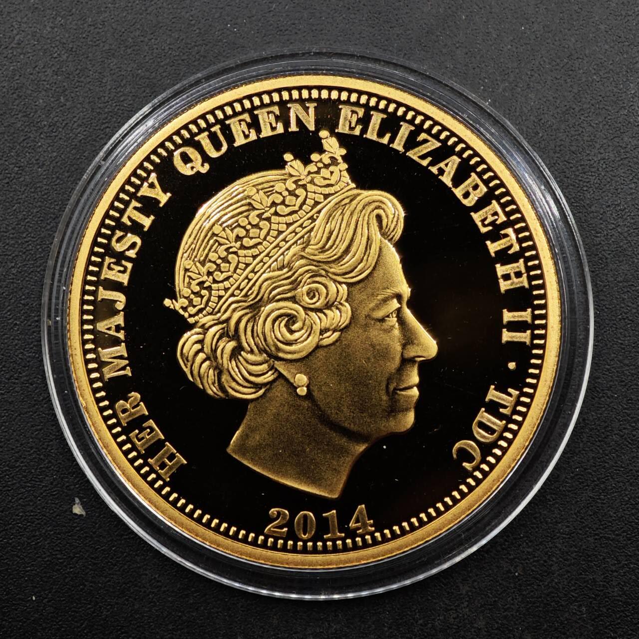  【淘币小摊】限时拍第八百七十八拍   克朗币邮币封场    每周一统一发货 英国2014年一战百年克朗镀金纪念币