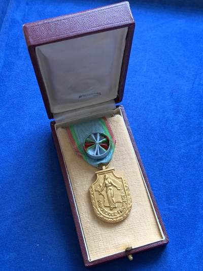 《竞宝斋》第468场 周日，周一 2场连拍 （全场包邮）欢迎送拍 - 法国文化部颁发旅游贡献奖 镀金银章，总重47克，带盒，银标在背面十点钟方向。