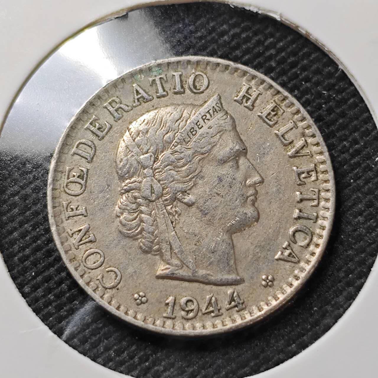 KK钱币收藏小铺   第404期 2月预留时间 周末发货  1944瑞士20分