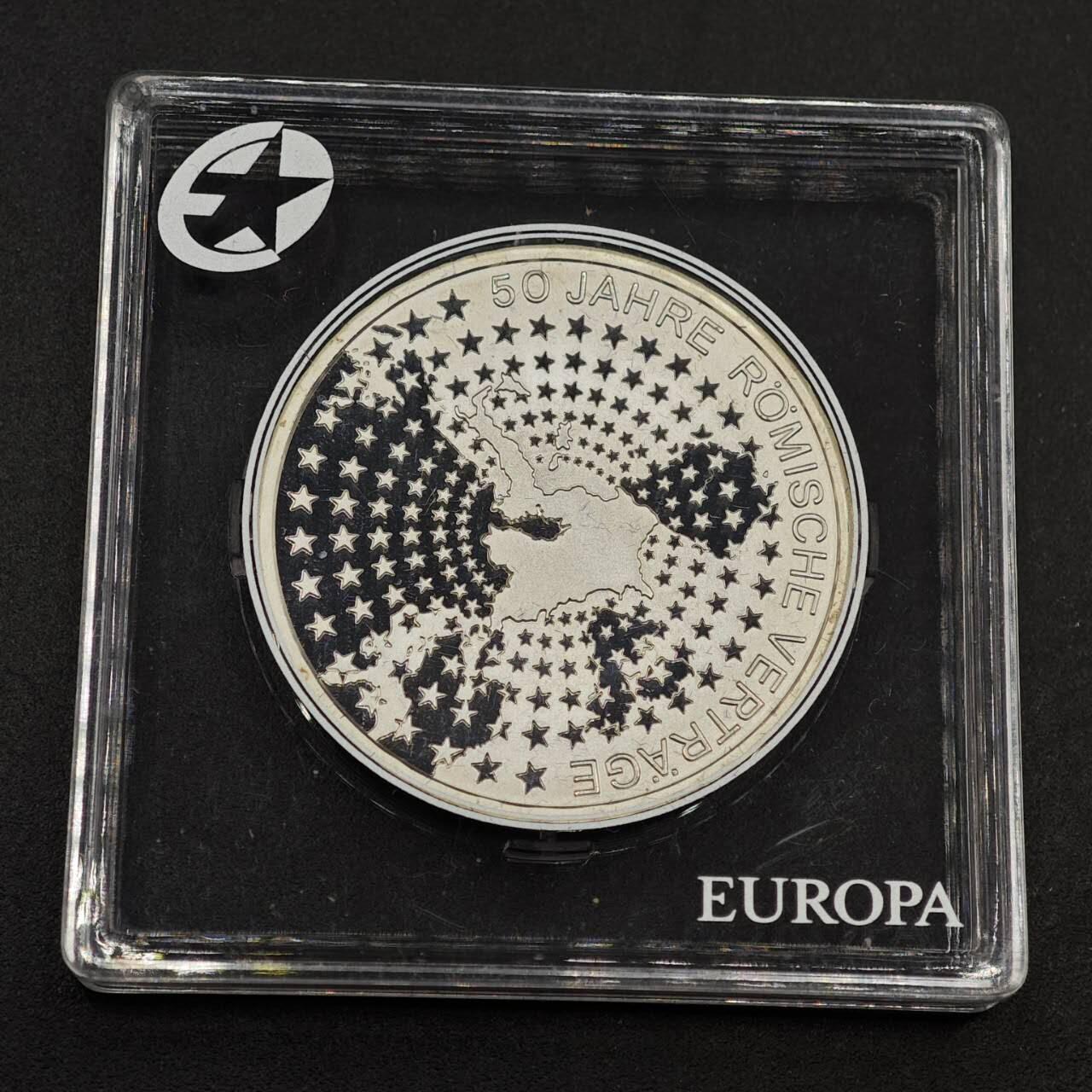 【淘币小摊】实时拍第八百七十九拍   银币套币场    每周一统一发货 德国2007年10欧元精制银币 罗马协定50周年 18克925银