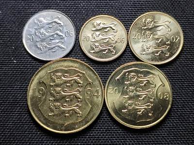 KK钱币收藏小铺   套币 批量/好品散币专场 2月预留时间 周末发货 -  爱沙尼亚大小面值一组 好品