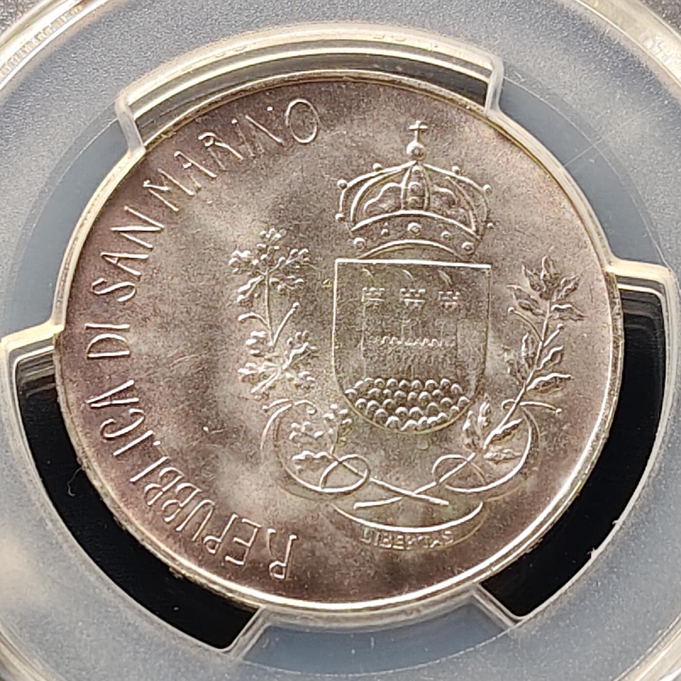 【全场包邮】纯粹捡漏拍511场 【收藏级·亚军分】圣马力诺1981年500里拉古罗马诗人维吉尔逝世2000周年农事诗纪念银币【29毫米11克83.5%】-PCGS MS66（更高分仅1枚）