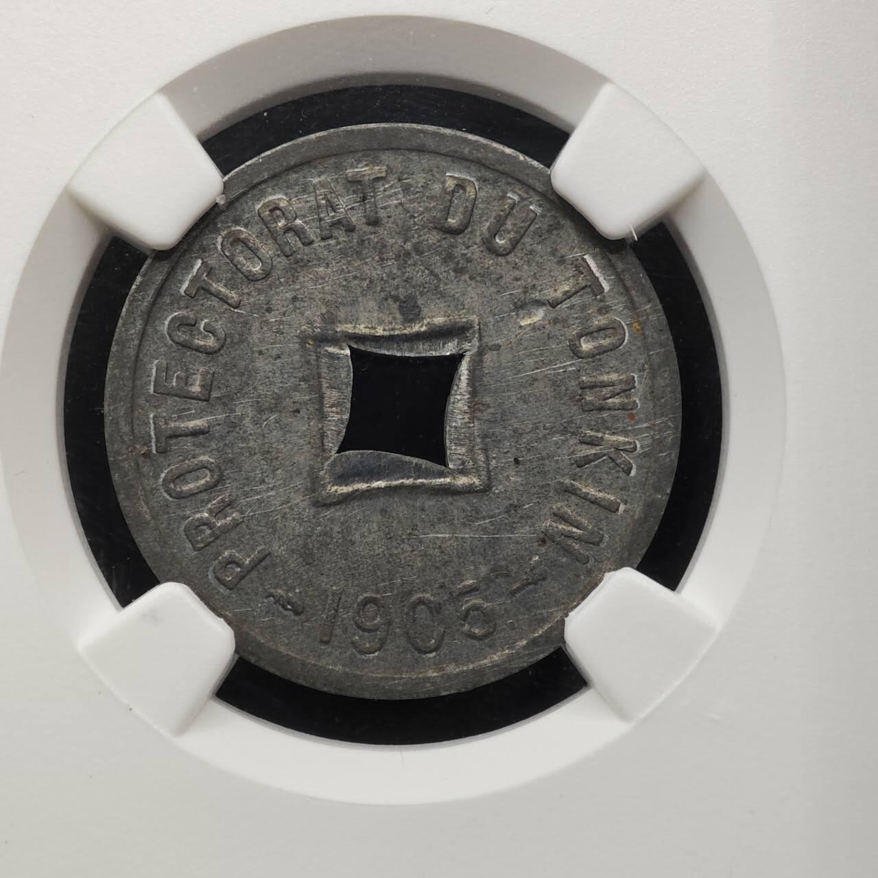 【淘币小摊】实时拍第八百七十九拍   银币套币场    每周一统一发货 法属东京湾1905年六百分之一通宝锌币 NGC MS61