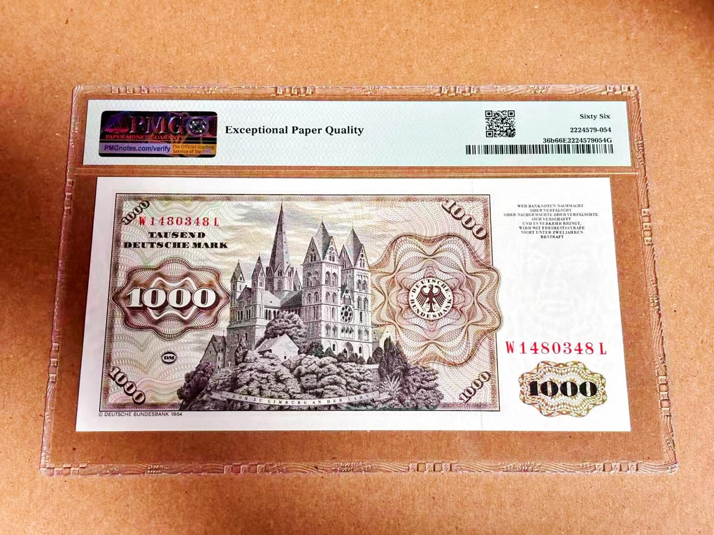 【Blue Auction】世界纸币精拍第792期——18级TOP拍卖/信誉/品质/专业/高效💫  德国 1980年1000马克 经典舍那 雕刻精美 PMG66EPQ