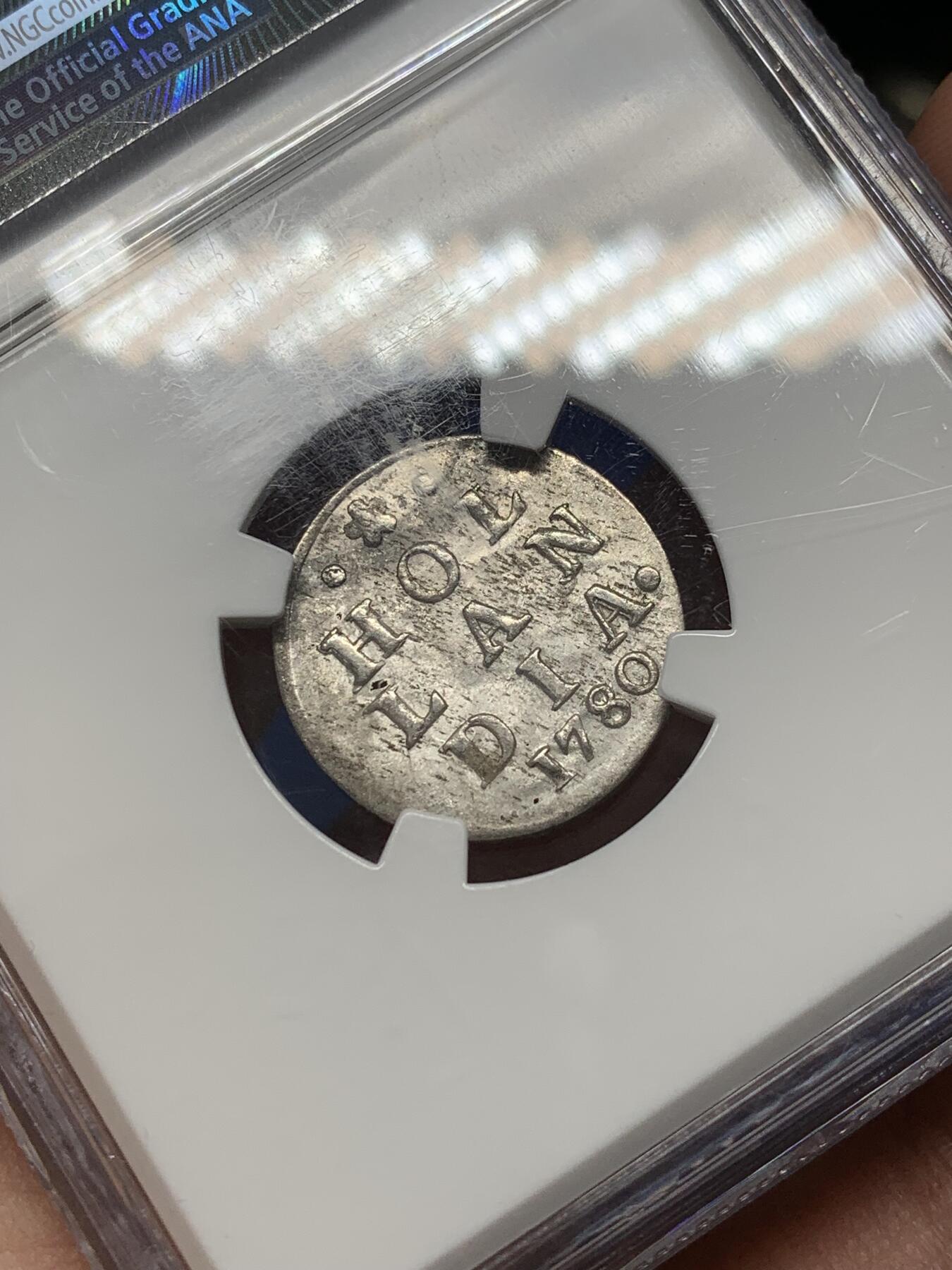 《竞宝斋》第468场 周日，周一 2场连拍 （全场包邮）欢迎送拍 NGC AU58 荷兰1780年2s银币 购自欧洲老藏家 打制深峻完整 老盒严评