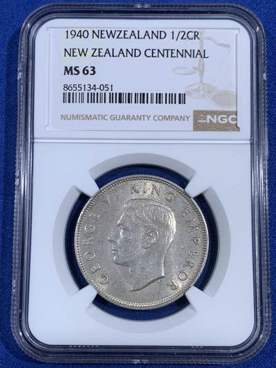 《竞宝斋》第468场 周日，周一 2场连拍 （全场包邮）欢迎送拍 - NGC MS63 新西兰建国百年纪念1/2克朗银币 好品不是很常见的品种 整体细节光度都很不错