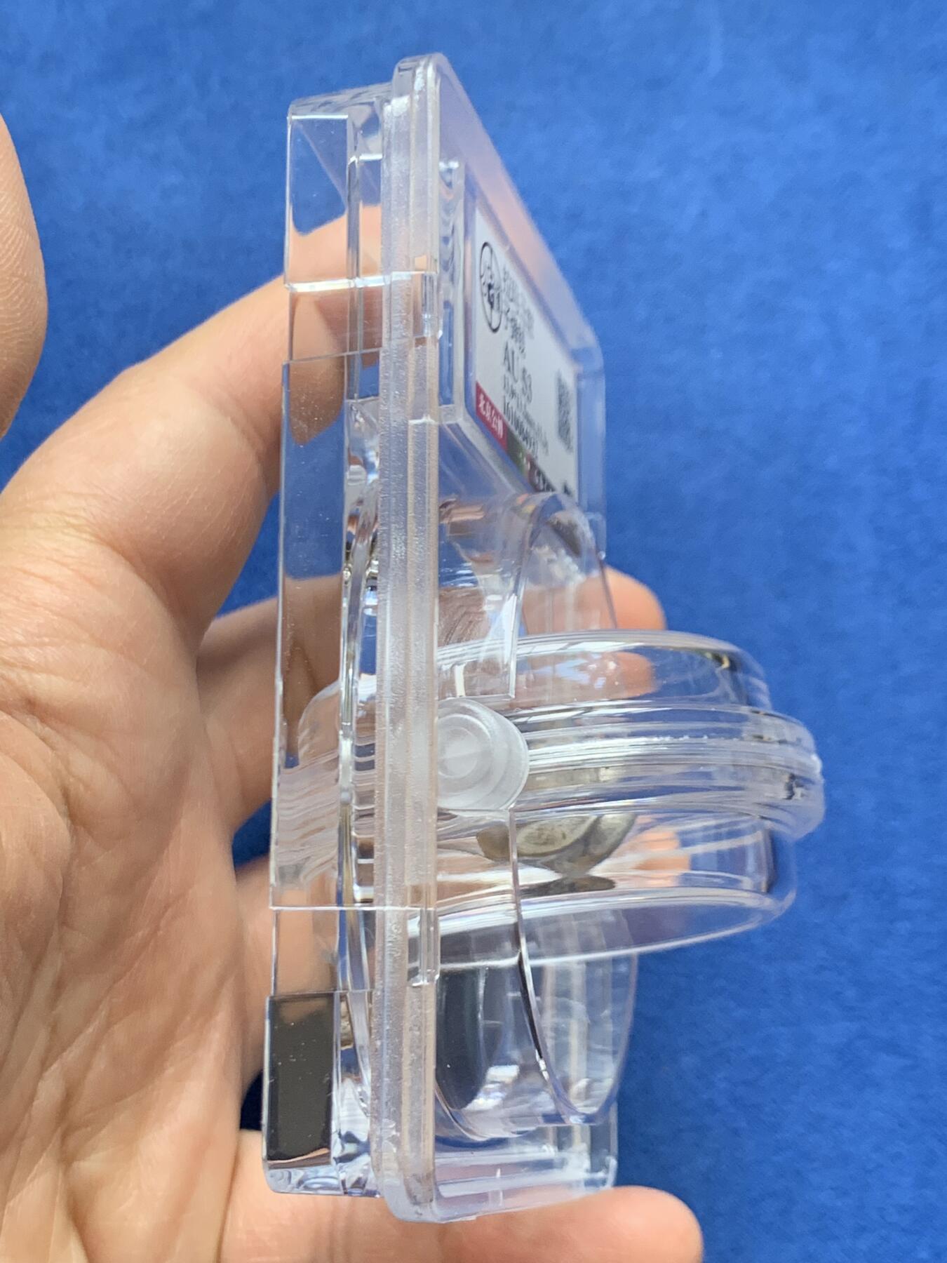 《竞宝斋》第468场 周日，周一 2场连拍 （全场包邮）欢迎送拍 公博 AU53 泰国拉玛三世子弹钱 15.3克 特制加厚盒 圆型盒子部分可转动